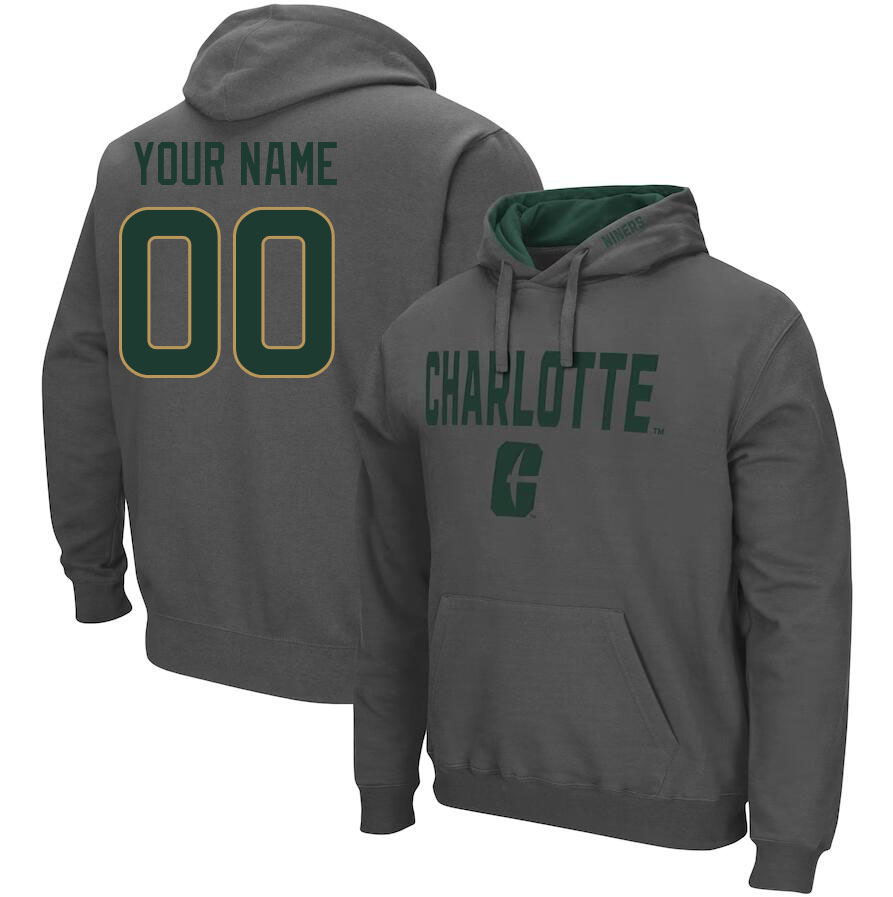 Custom Charlotte 49ers Name And Number College Hoodies-Charcoal